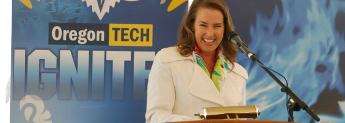 OIT ribbon cutting Cyl laughing